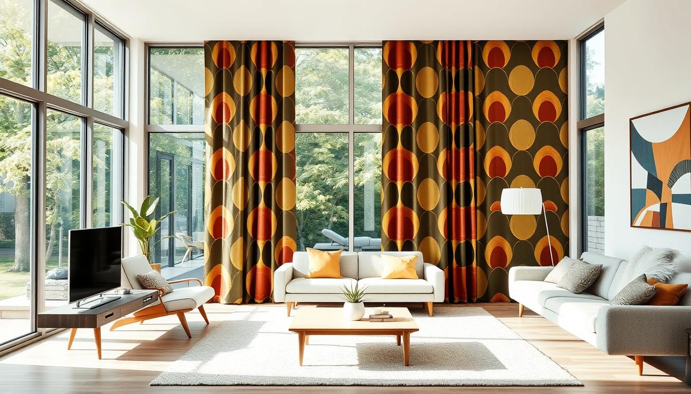 Curtain Panels: Oversized Geometric Print Retro Drapes