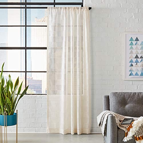 Curtain: Textured Weave Cream Tone Light Filtering Panel