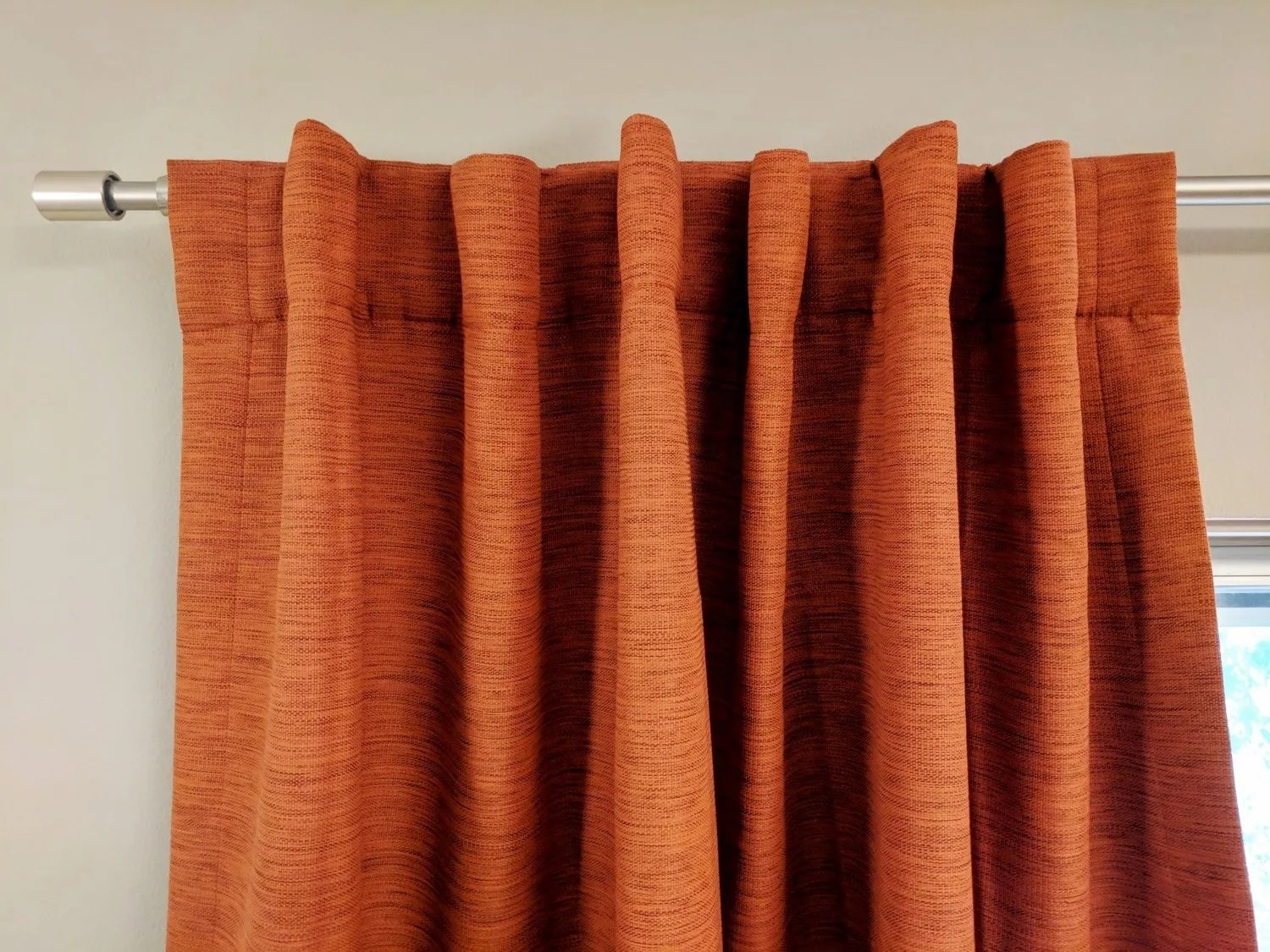 Curtains: Textured Woven Fabric Burnt Orange Drapes