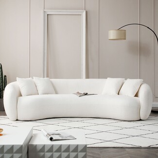 Curved Sectional: Modern Half Moon Boucle Textured Sofa