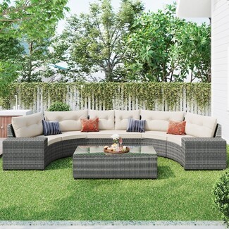 Curved Sectional Sofa: 8 Piece Resin Wicker Patio Set