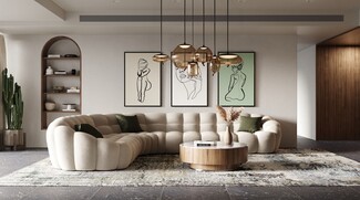 Curved Sectional Sofa Beige Channeled Tufting Bubble Couch
