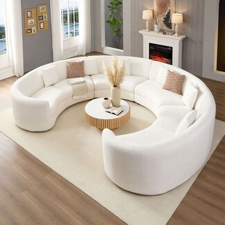 Curved Sectional Sofa Circular Silhouette Boucle Modular