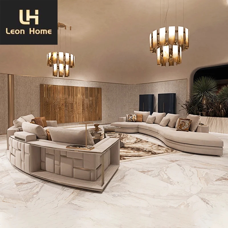 Curved Sectional Sofa: Integrated Shelving Italian Set