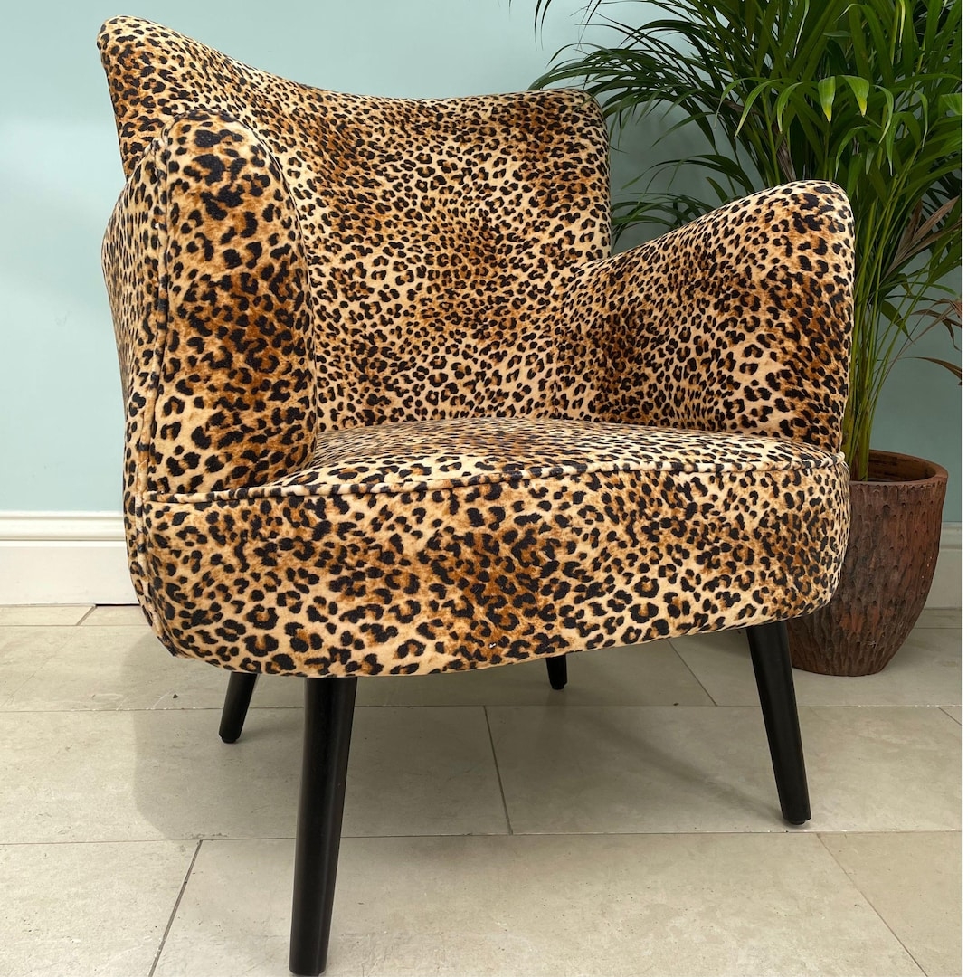 Curved Silhouette Accent Chair with Animal Print Armchair