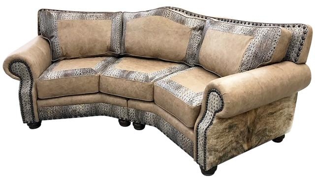 Curved Sofa Conversational Curve Brindle Hide Accent Sofa