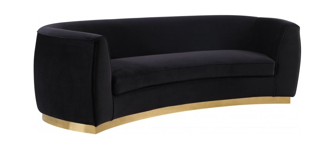 Curved Sofa Crescent Silhouette Metallic Toned Plinth Base