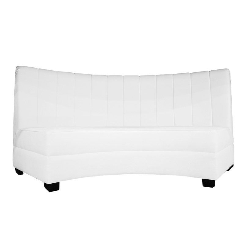Curved Sofa Including Serpentine Shape and White Tufted Couch