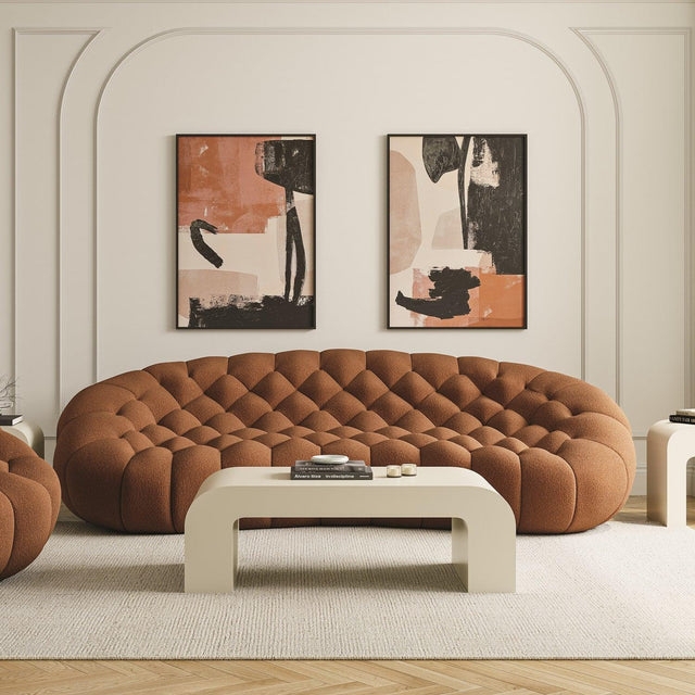 Curved Sofa: Quilted Surface Bubble Couch in Organic Style