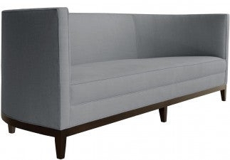 Curved Sofa: Tuxedo Style Grey Bench Espresso Base