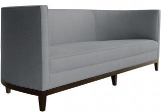 Curved Sofa: Tuxedo Style Grey Bench Espresso Base