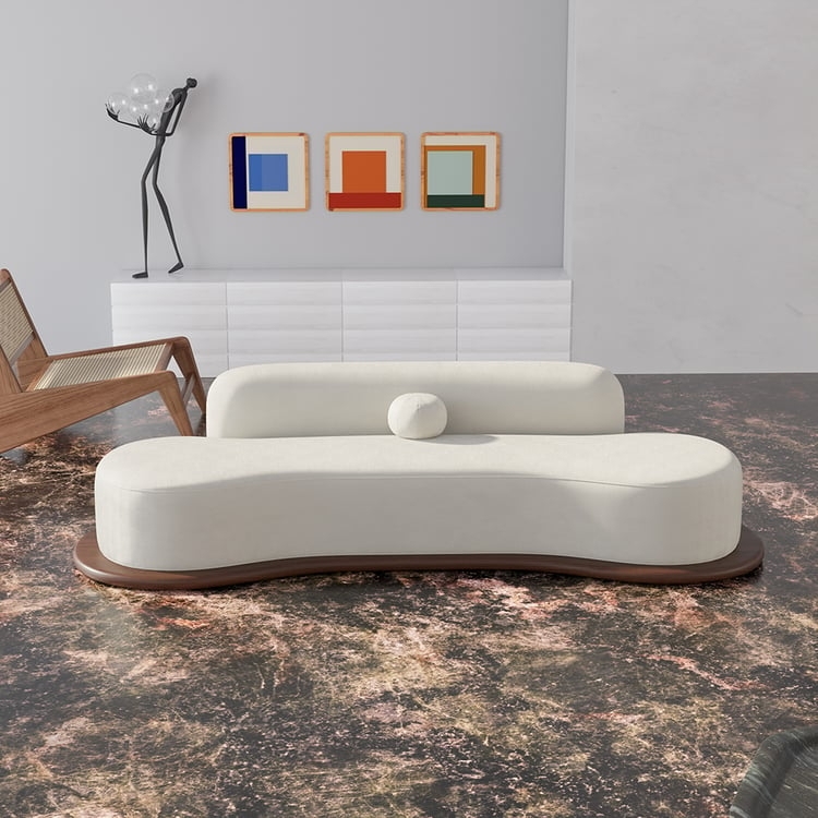 Curved Sofa with Spherical Pillow Organic Modern Style