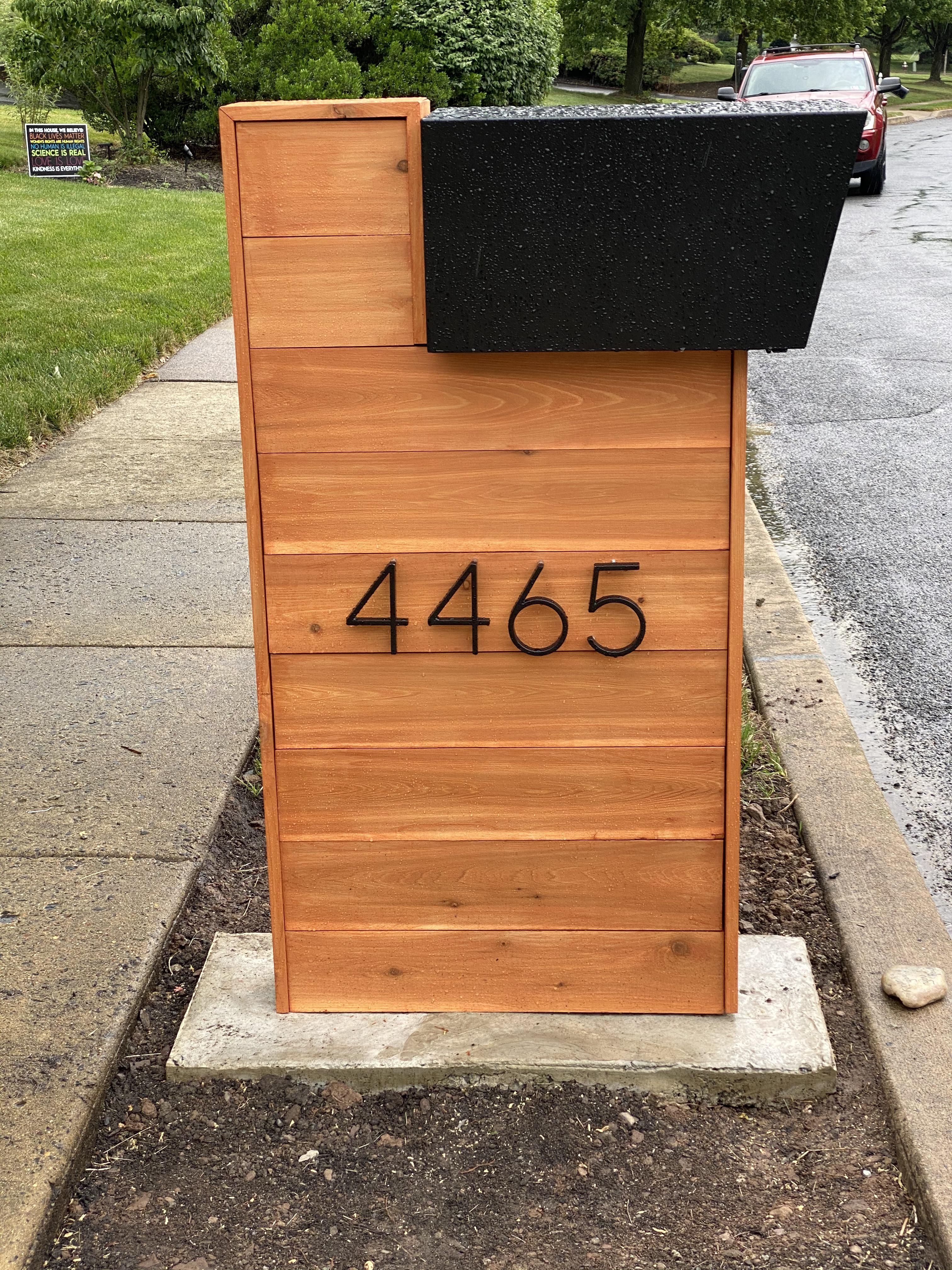 Custom Mailbox with Offset Recess and Amber Horizontal Slats