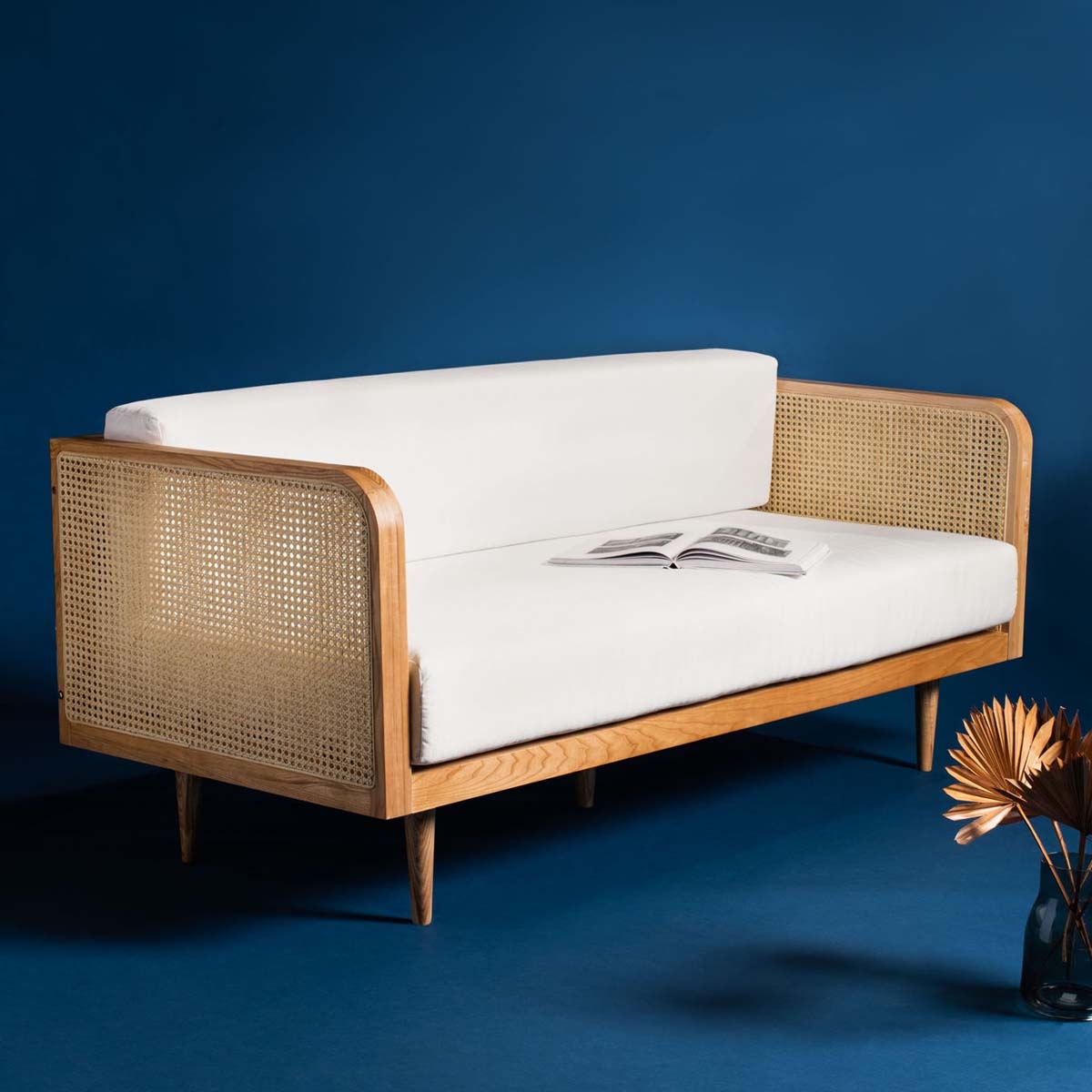 Daybed Cane Side Panels Tapered Legs French Cane Bed