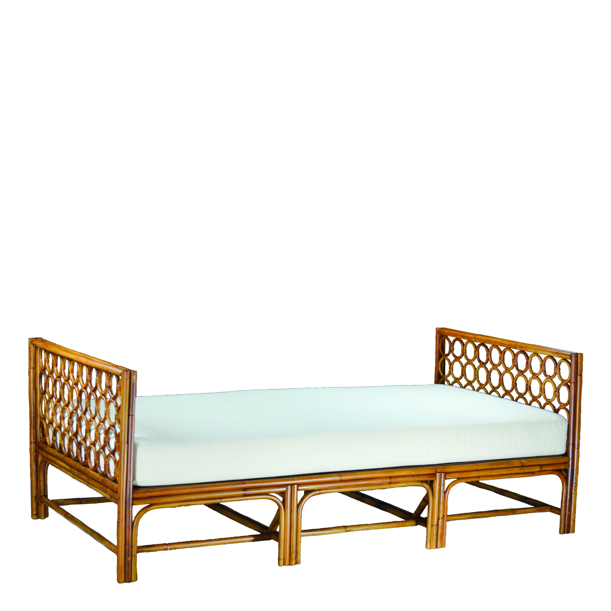 Daybed Circular Ring Motif Arched Base Honey Rattan