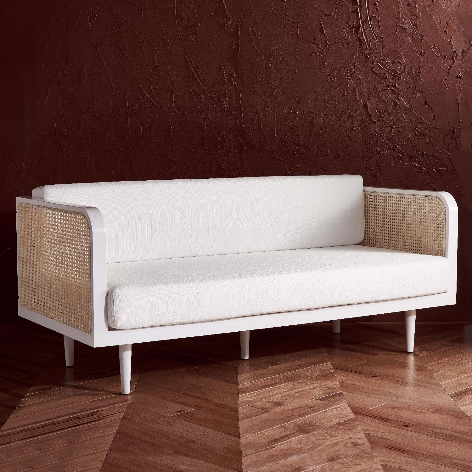 Daybed French Cane Panels Curved White Frame Daybed