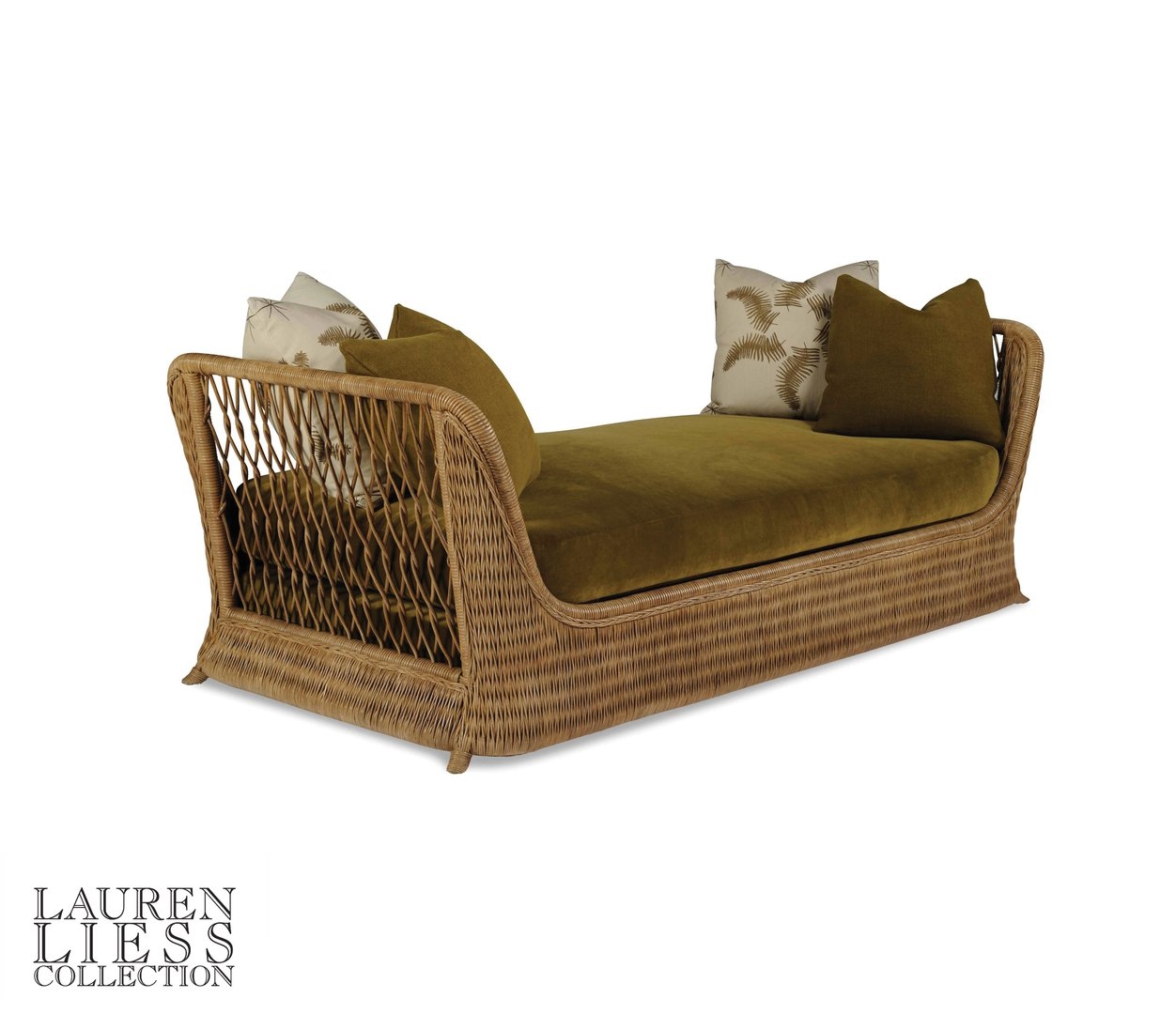 Daybed Lattice Weave Ends Wicker Frame Rattan Sofa