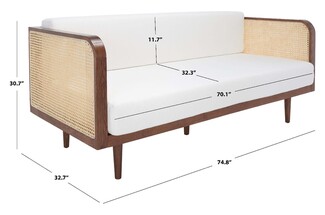 Daybed Walnut Stained Frame Minimalist Rattan Bed