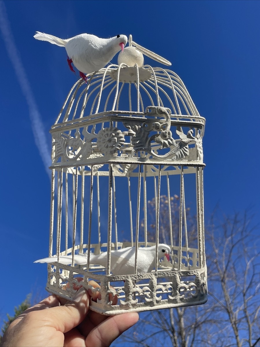 Decorative Birdcage with Distressed Finish for Shabby Chic Garden Decor