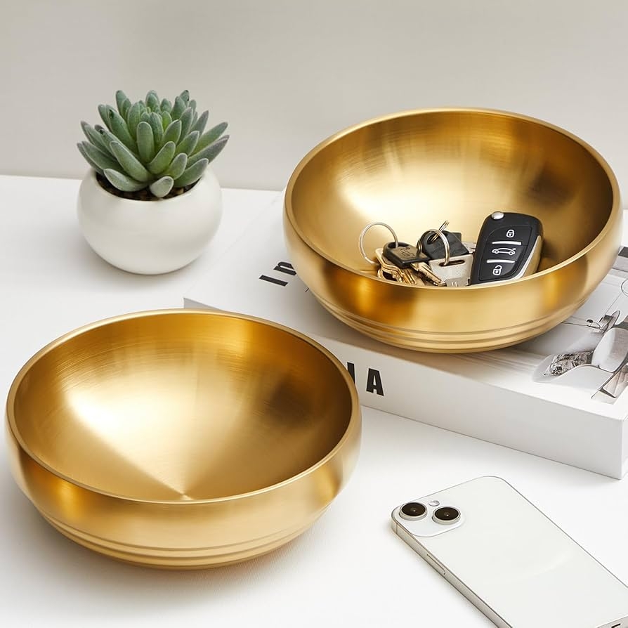 Decorative Bowl Set in Satin Finish Entryway Catchall Bowl