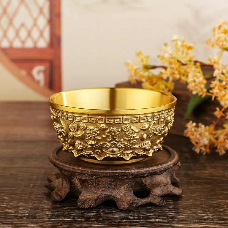 Decorative Bowl with Embossed Characters Brass Fortune Bowl