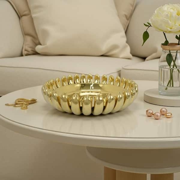 Decorative Bowl with Sunburst Ribbing Gold Sunburst Bowl