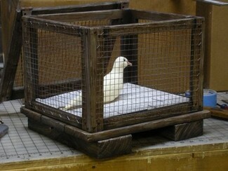 Decorative Cage with Weathered Wood Frame and Rustic Wood Dove Cage