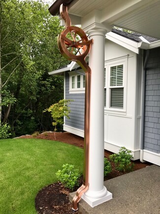 Decorative Downspout Copper Material Custom Metalwork Water Wheel