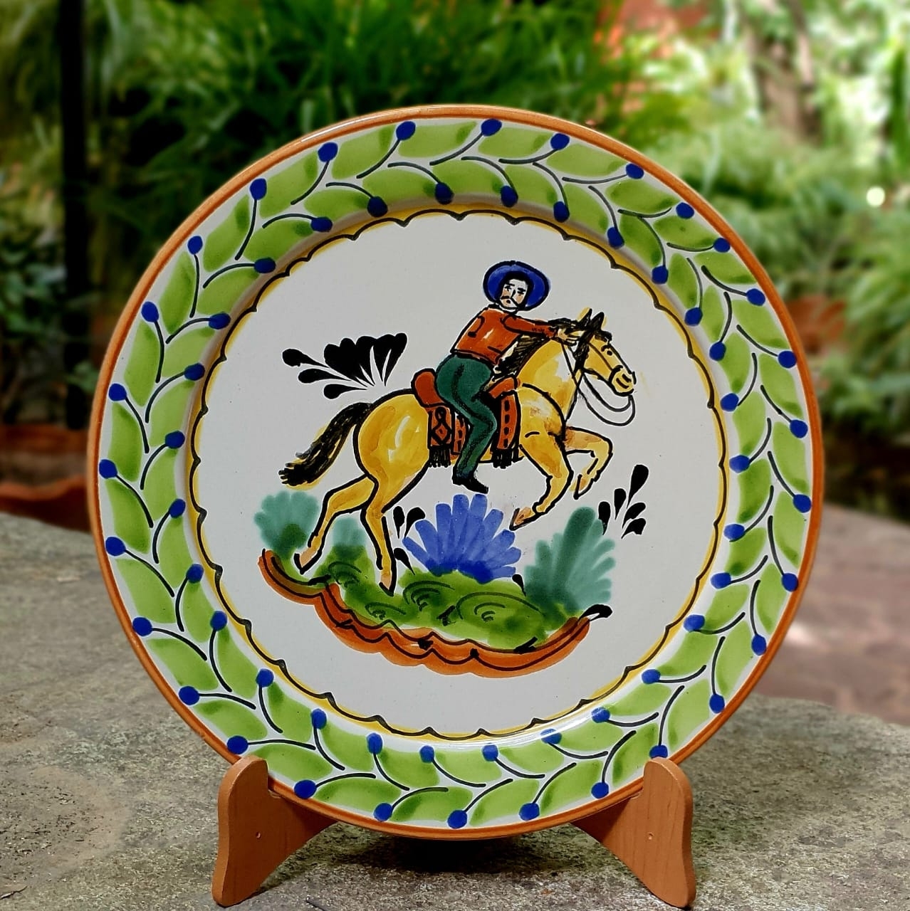 Decorative Plate: Cowboy Motif Mexican Cowboy Ceramic Plate