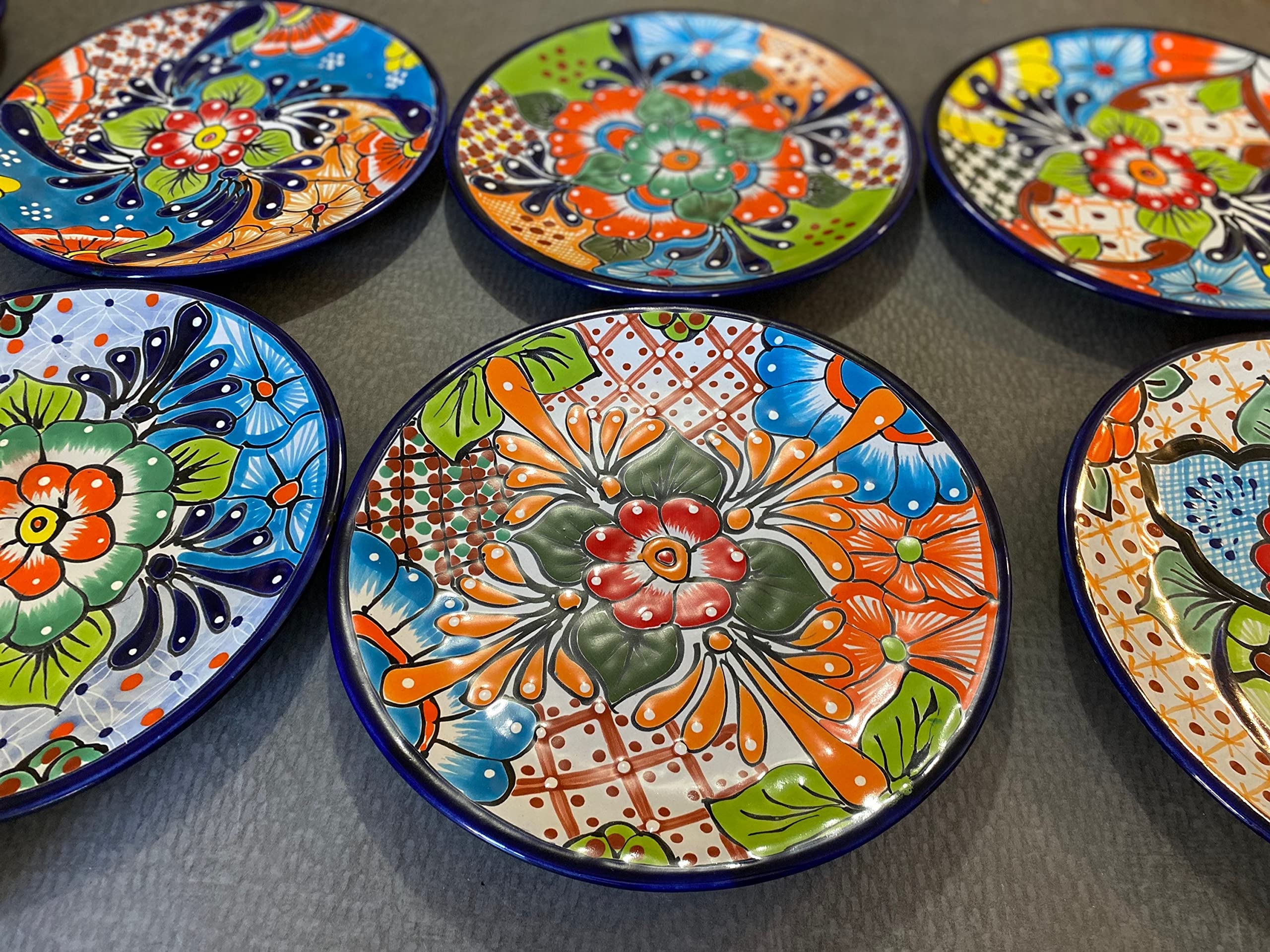 Decorative Plates: Cobalt Rim Mexican Pottery Wall Decor