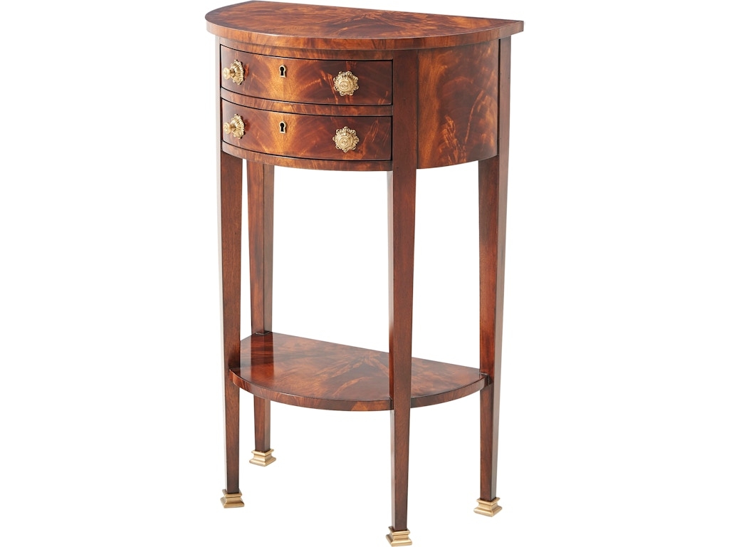 Demi Lune Table Brass Ferrule Feet Flame Mahogany Console
