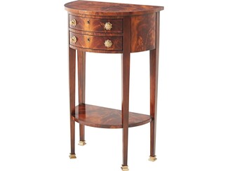Demi Lune Table Brass Ferrule Feet Flame Mahogany Console