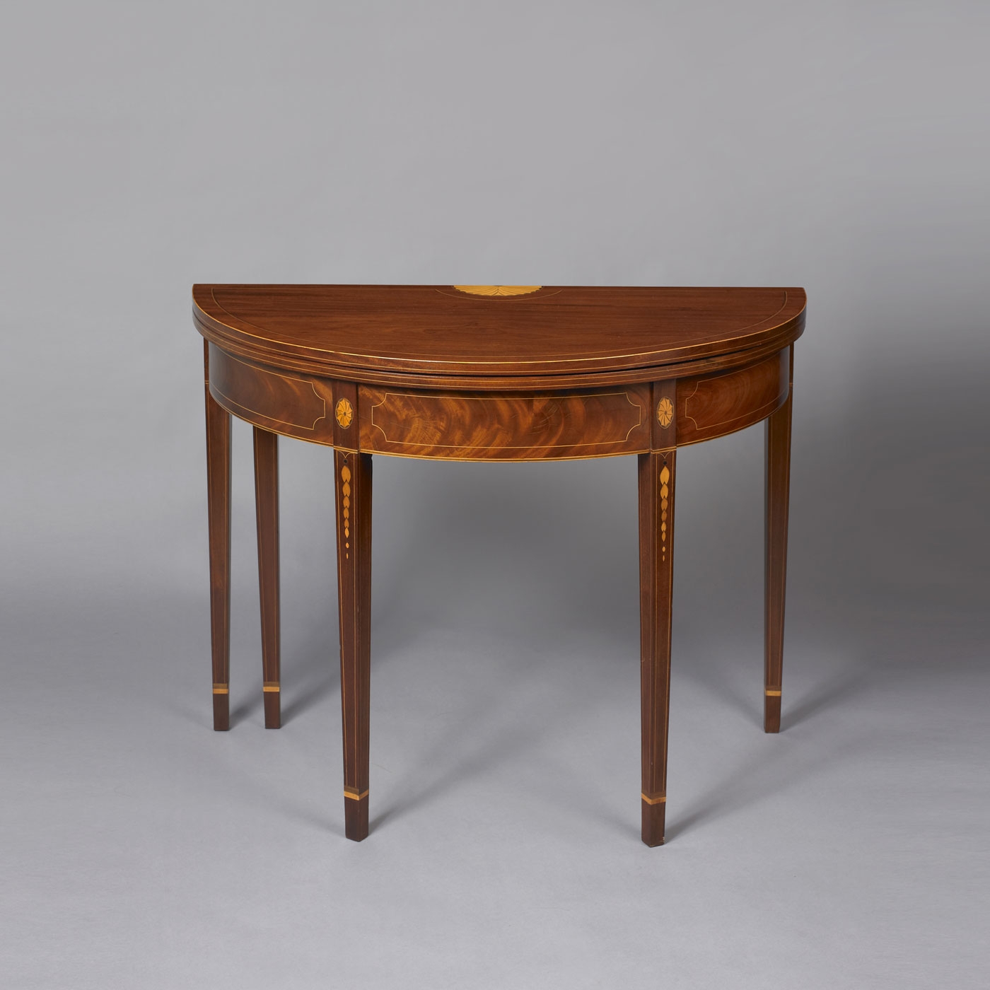 Demi Lune Table Wood Inlay Mahogany Inlaid Mahogany Card Table