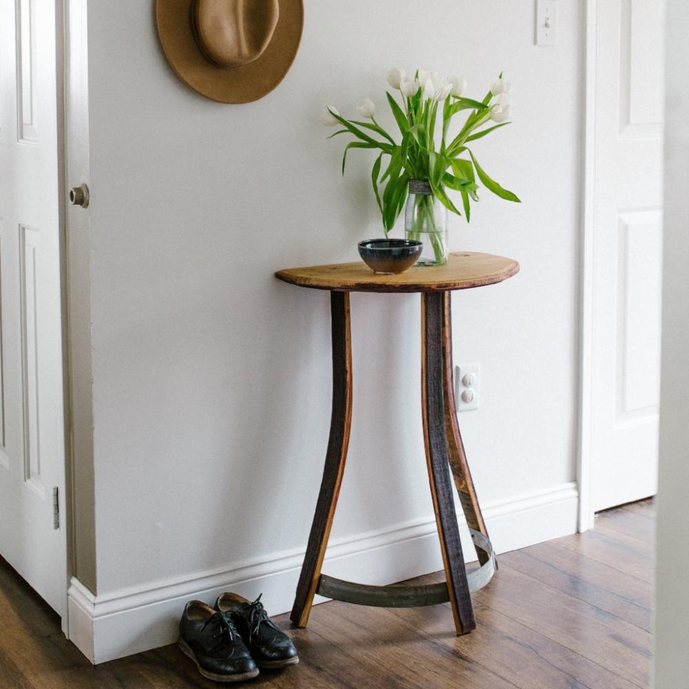 Demilune Table Barrel Stave Legs Reclaimed Wood Demilune Table