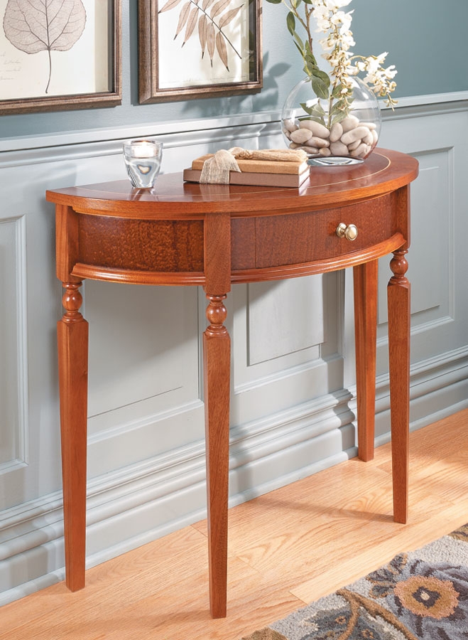 Demilune Table Decorative Inlay with Classic Accent Table with Drawer
