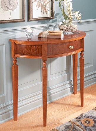 Demilune Table Decorative Inlay with Classic Accent Table with Drawer