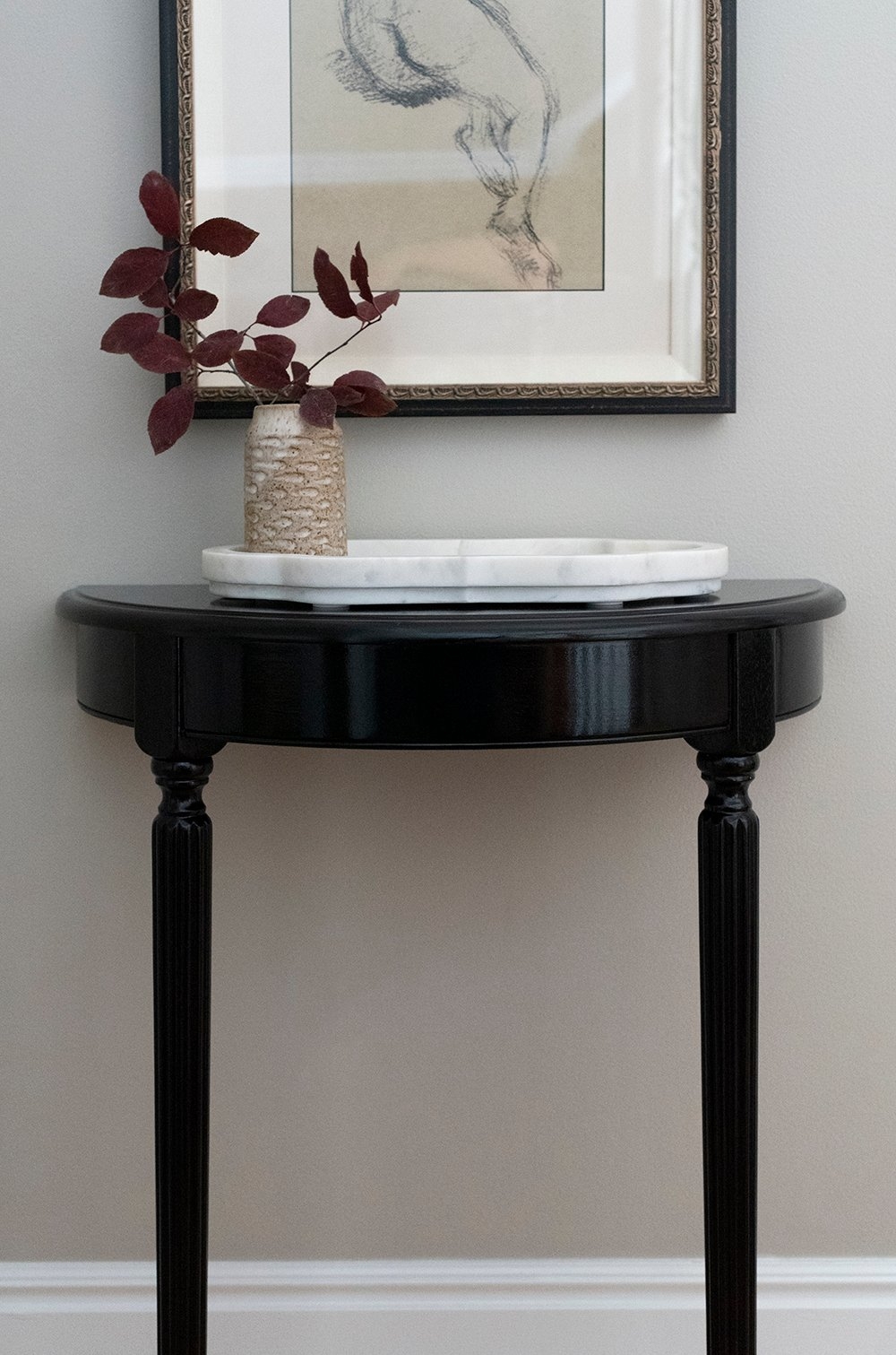 Demilune Table Fluted Legs Black and Black Demilune Table Styling