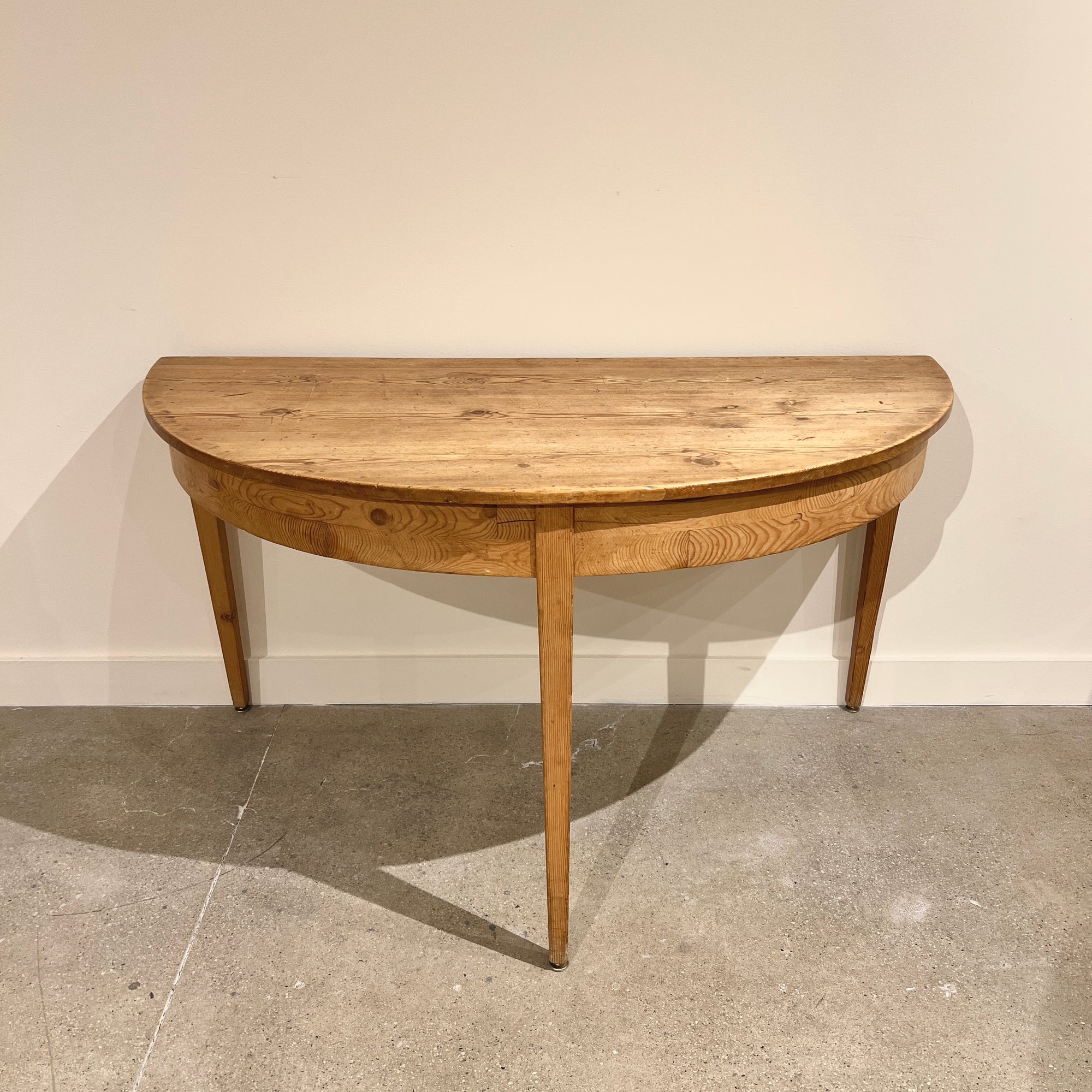 Demilune Table Pine Grain Rustic American Pine Demilune Table