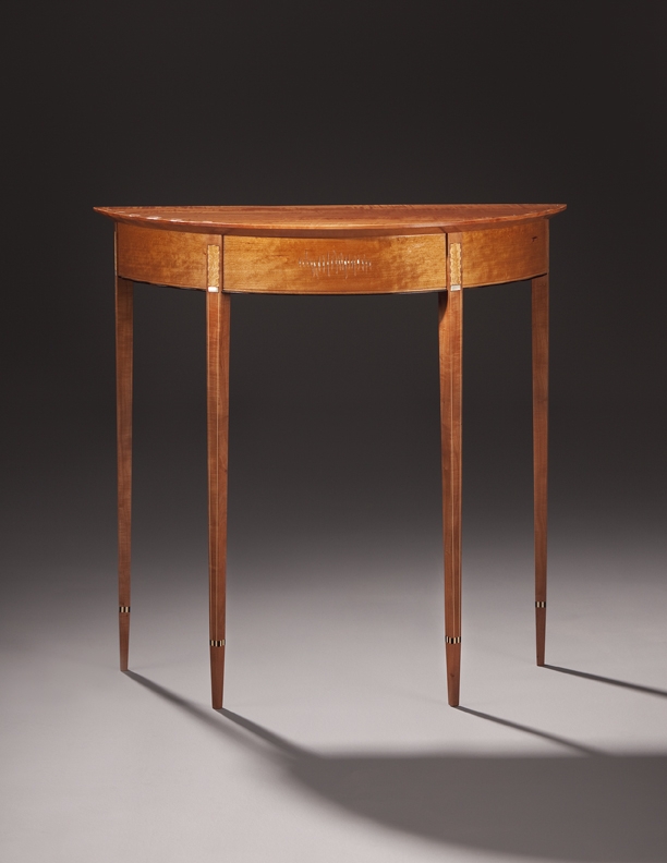 Demilune Table String Inlay Wood Federal Style Demilune