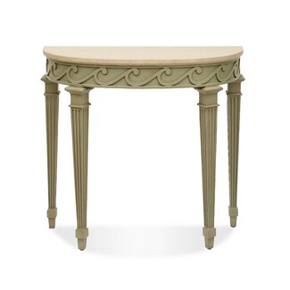 Demilune Table Wave Scroll Apron Sage Green Demilune Accent
