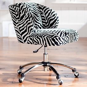Desk Chair Wingback Silhouette Metallic Base Swivel Seating