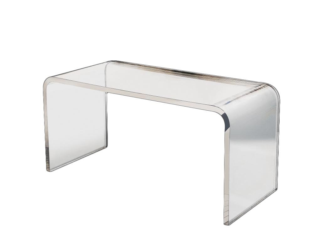 Desk featuring Thick Slab Waterfall Edge in Clear Lucite