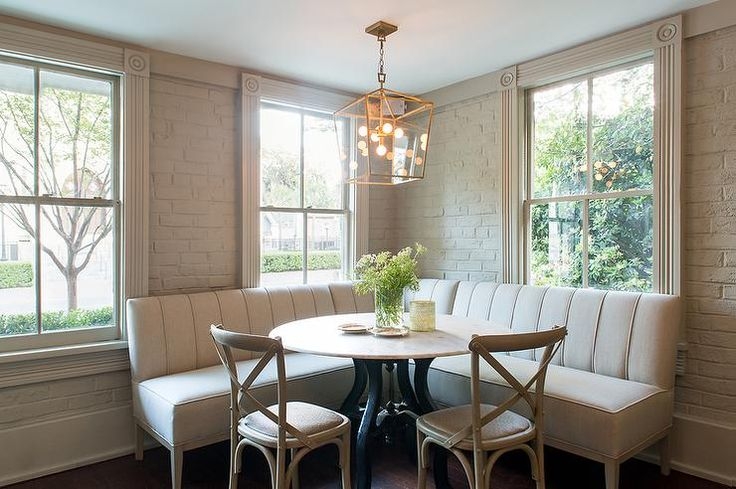 Dining Banquette: Channel Tufted with Gold Lantern Decor