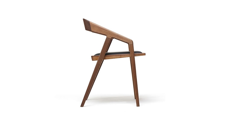 Dining Chair Angular Walnut Profile Mid-Century Side