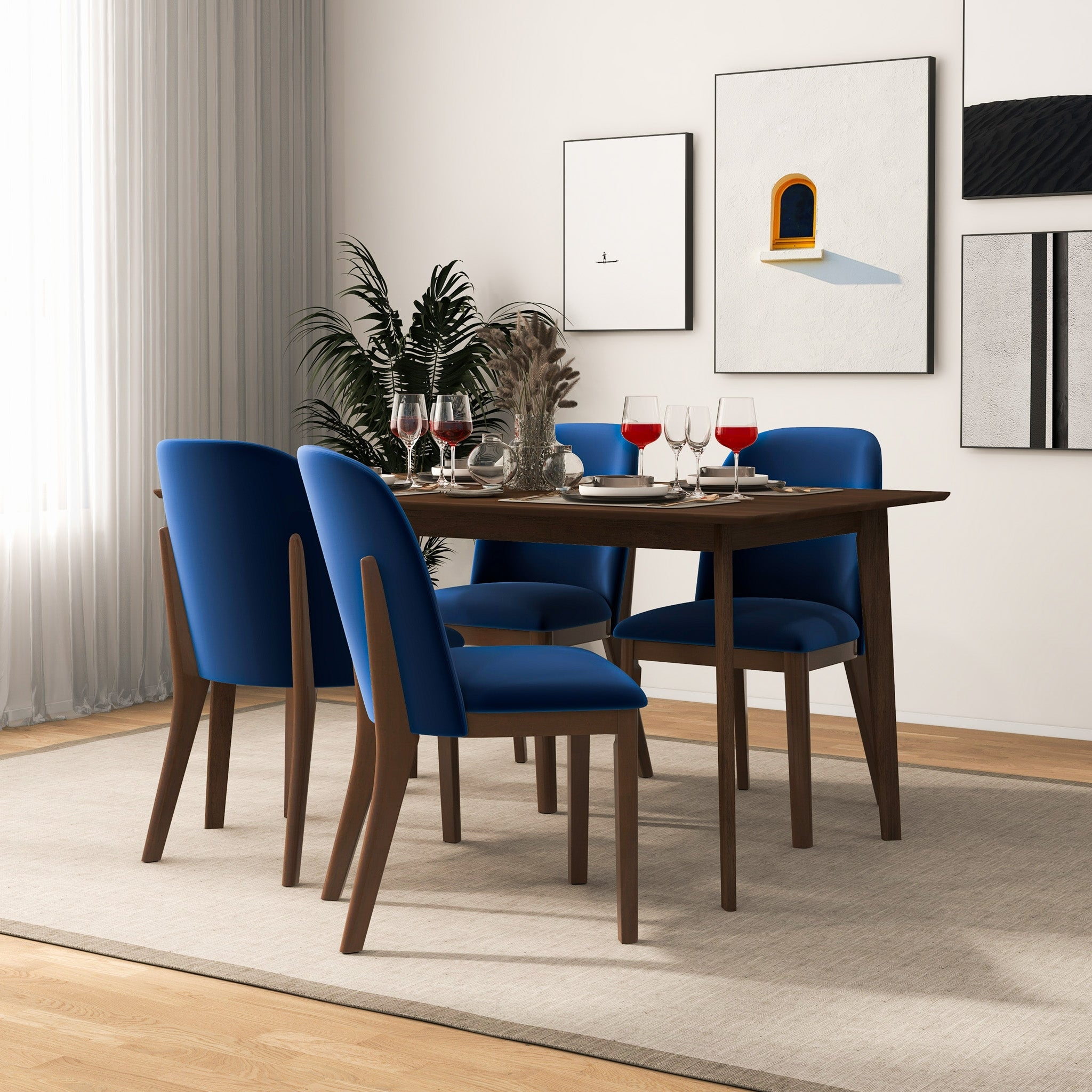 Dining Chair Armless Design Minimalist Tapered Leg Upholstery