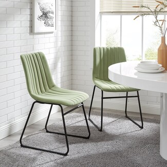 Dining Chair: Black Sled Base and Fluted Velvet