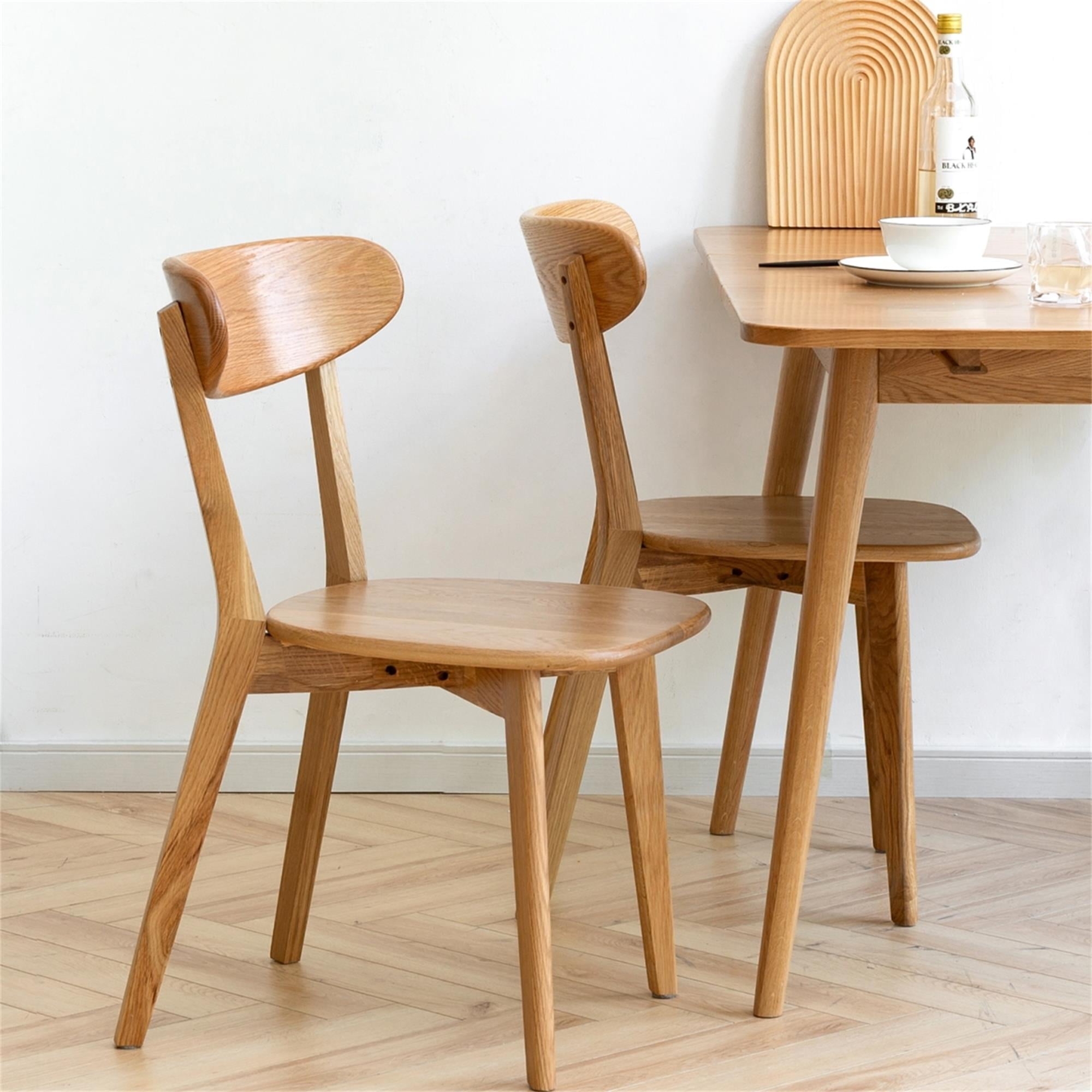 Dining Chair: Curved Back Oak Finish Natural Oak Dining Set