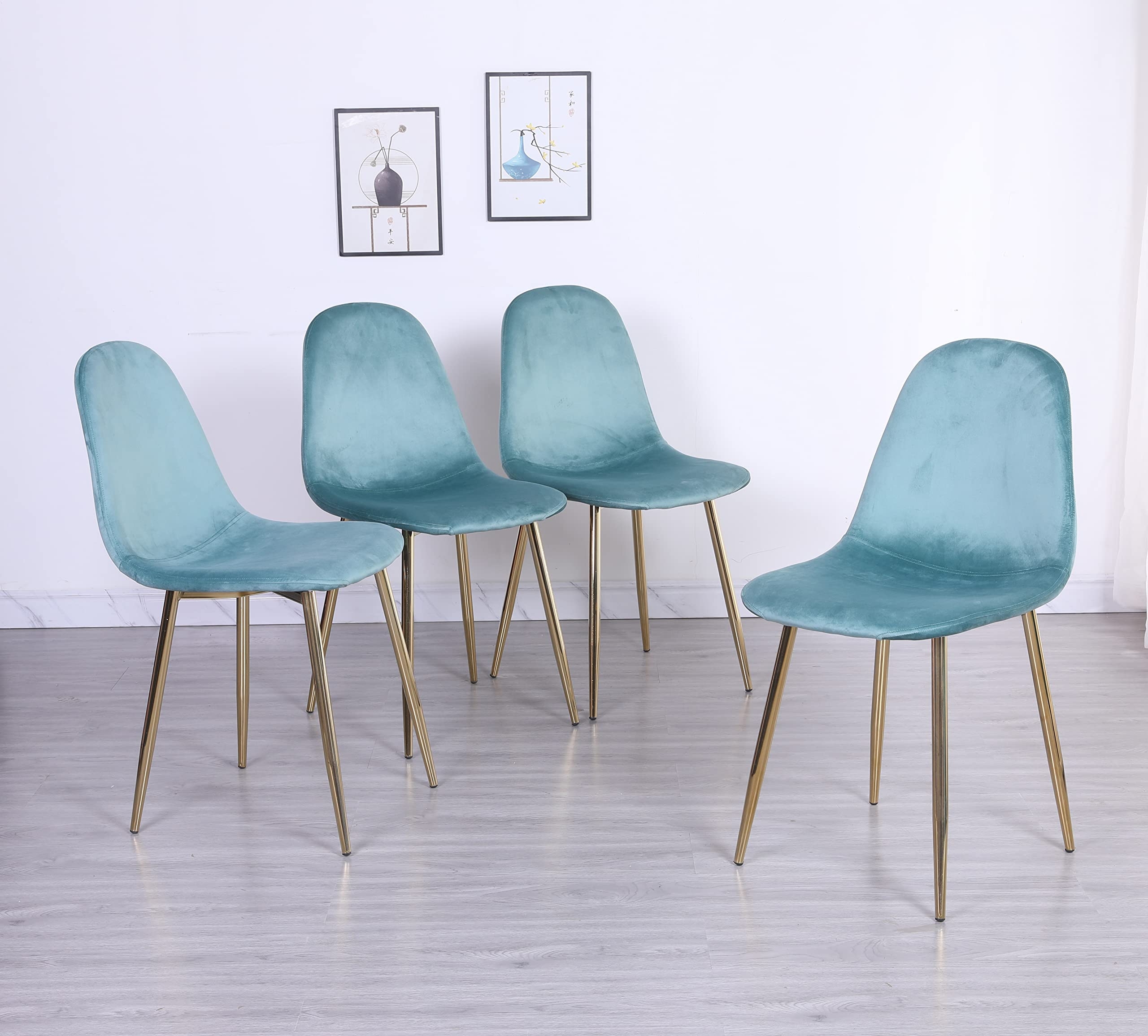 Dining Chair: Curved Shell Back and Gold Leg Glam Style