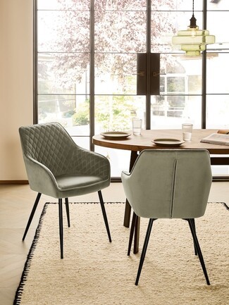 Dining Chair: Diamond Quilted Back and Black Metal Legs