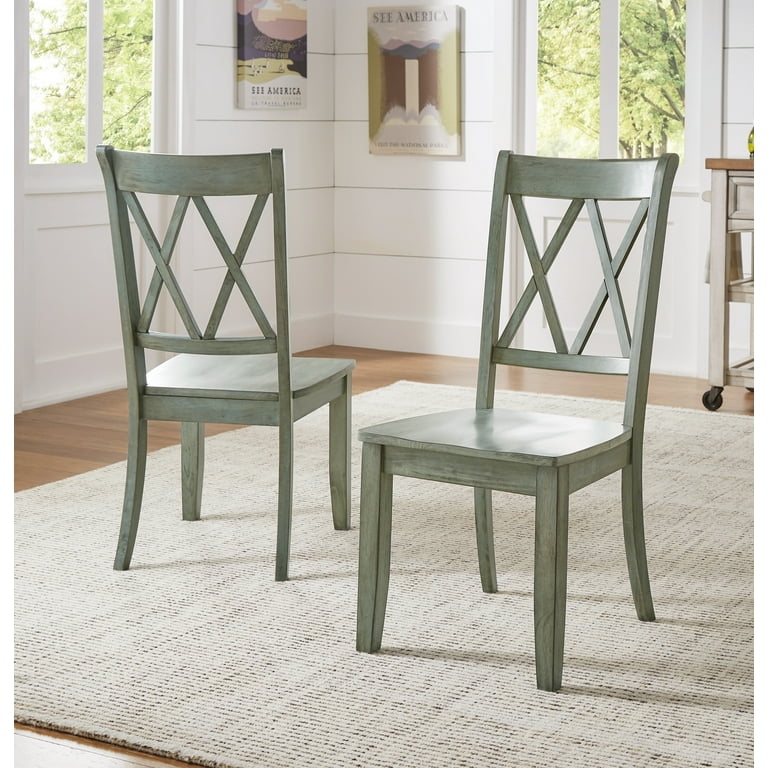 Dining Chair: Double X-Back Design in Antique Sage